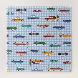 Cute Car Sketch: Simple Seamless Jigsaw Puzzle