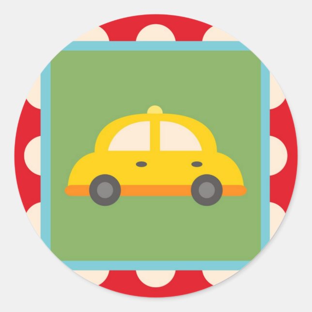 Cute Car Transportation Theme Baby Kids Gifts Classic Round Sticker (Front)