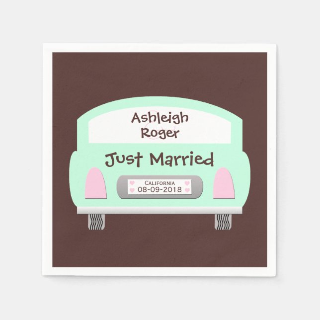 Cute Car Wedding Paper Napkins (Front)