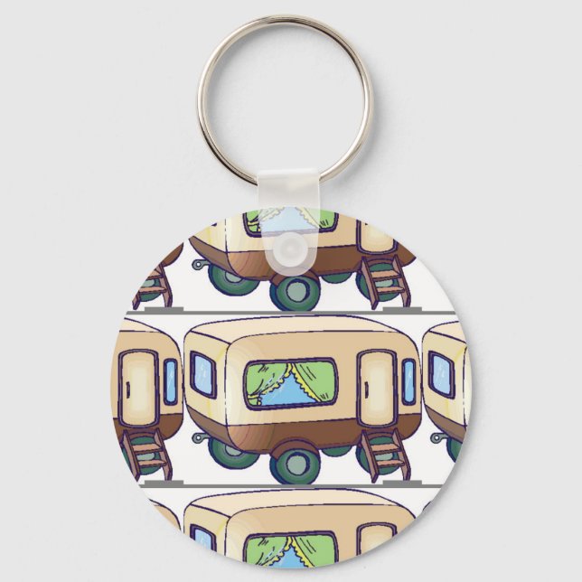 Cute caravan camping lovers key ring (Front)