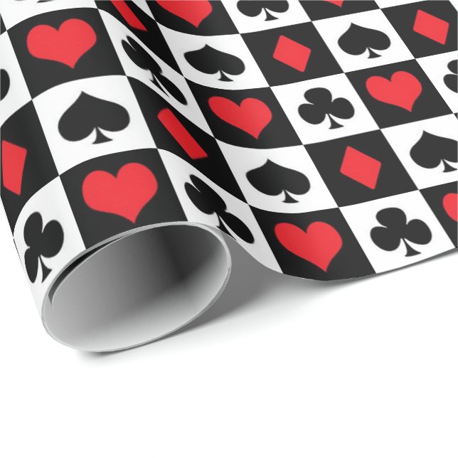 Cute card suit pattern casino party gambling wrapping paper (Roll Corner)