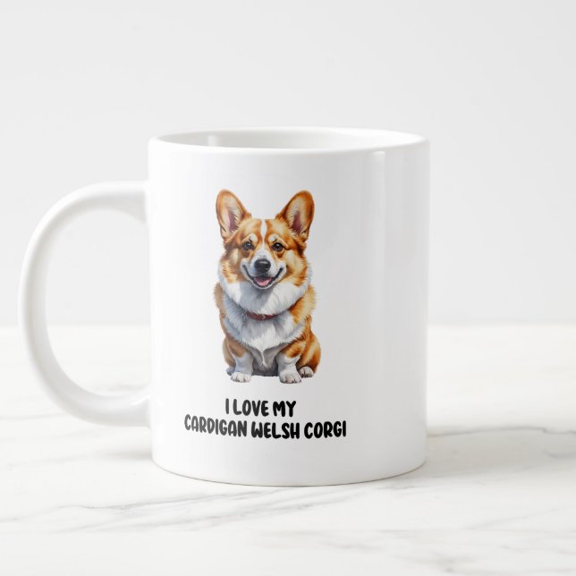 Cute Cardigan Welsh Corgi Design Large Coffee Mug (Left)