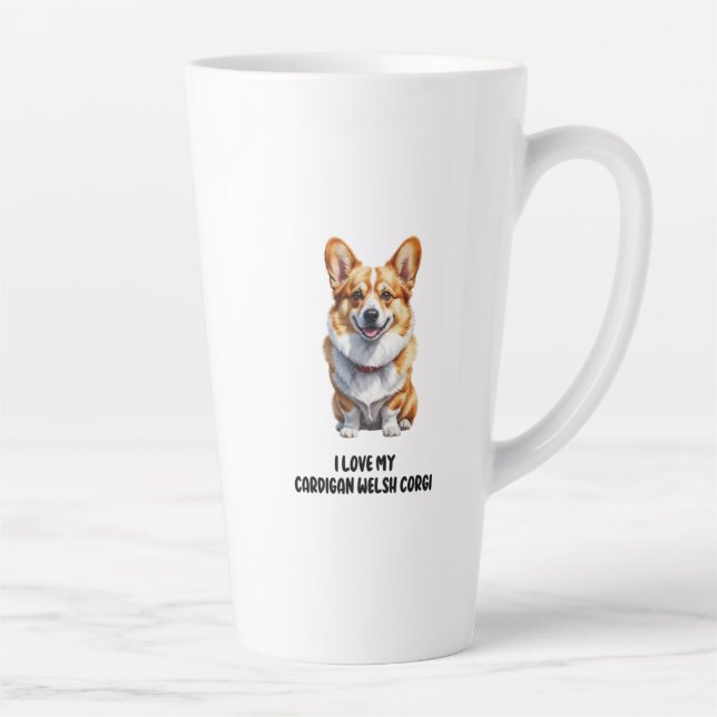Cute Cardigan Welsh Corgi Design Latte Mug (Right)