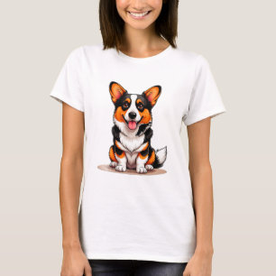 Cute Cardigan Welsh Corgi Puppy Character Cartoon T-Shirt