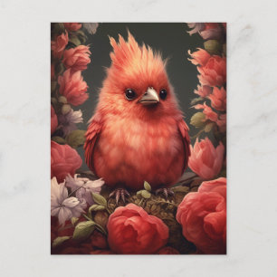 Cute Cardinal Bird - Whimsical Painting Postcard