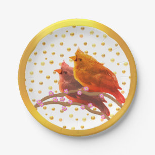 Cute Cardinal Birds Paper Plate