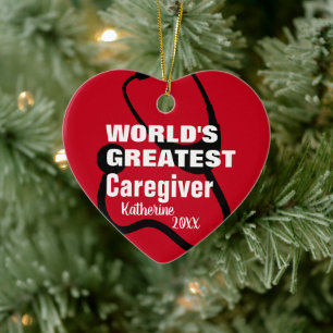 Cute Caregiver Medical Red Heart Personalized Ceramic Ornament