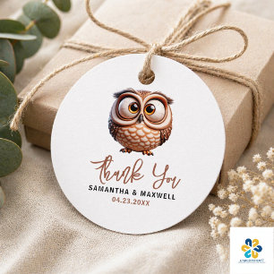 Cute Caricature Owl Baby Boy Shower Favour Tags