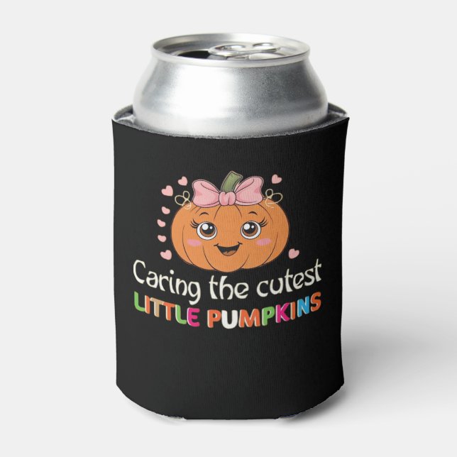 Cute Caring For the Cutest Little Pumpkins Nurse H Can Cooler (Can Front)