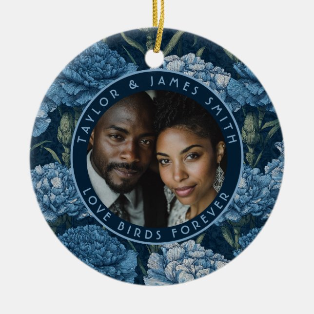 Cute Carnation Charm Wildflower Wedding Ceramic Ornament (Front)