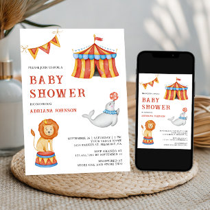 Cute Carnival Circus Baby Shower Invitation