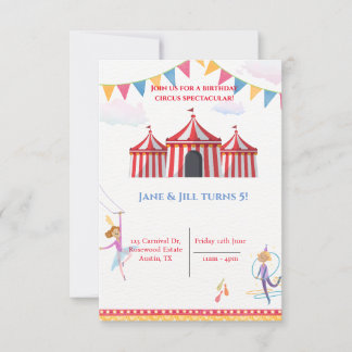 Cute Carnival Circus Birthday Party Invitation