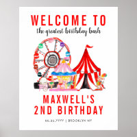 Cute Carnival Circus Festival Show Kid Birthday Po