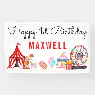 Cute Carnival Circus Festival Show Kids Birthday Banner