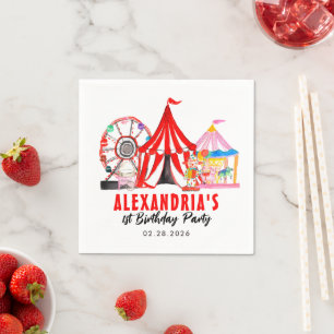 Cute Carnival Circus Festival Show Kids Birthday Napkin