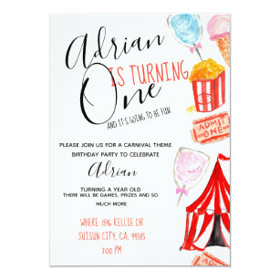 Cute carnival circus kid party invitiation invitation