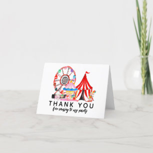 Cute Carnival Circus Show Clowns Balloons Birthday Thank You Card