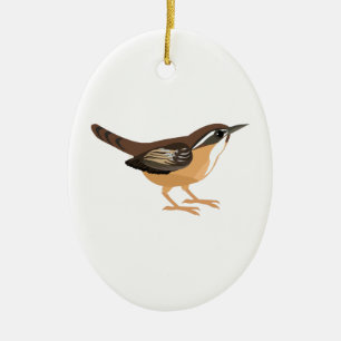 Cute Carolina Wren Ceramic Tree Decoration