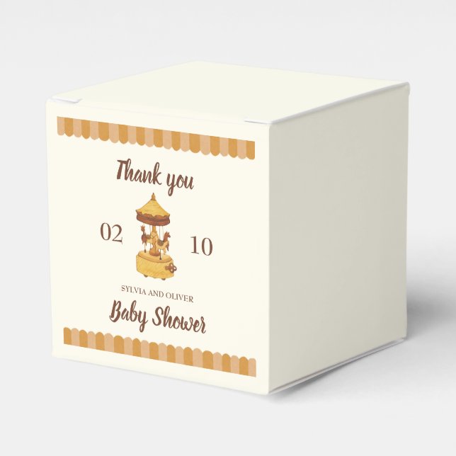 Cute carousel gender neutral baby shower  favour box (Front Side)