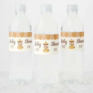 Cute carousel gender neutral baby shower  water bottle label