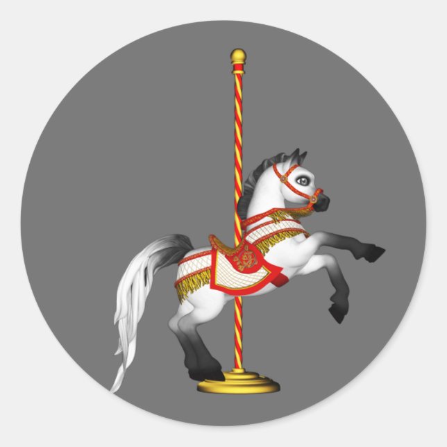 Cute Carousel Horse 1med Classic Round Sticker (Front)