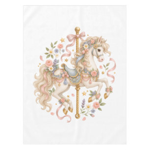 Cute Carousel Horse Vintage Art Tablecloth