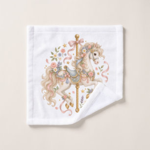 Cute Carousel Horse Vintage Art Wash Cloth