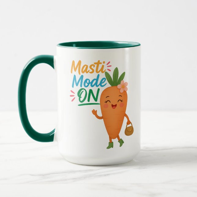 Cute Carrot Masti Mode ON Combo Mug Fun Cartoon  (Left)