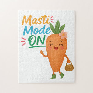 Cute Carrot Masti Mode ON Puzzle Fun Cartoon Cute 