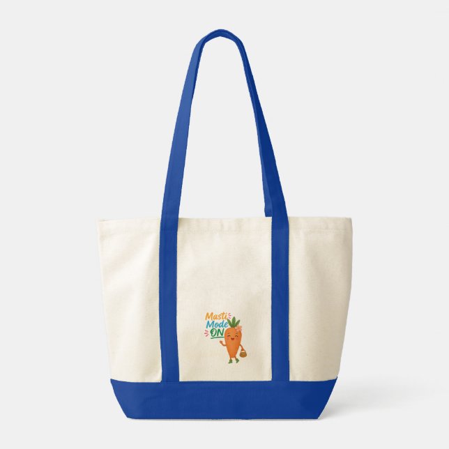 Cute Carrot Masti Mode ON Tote Bag Funny Cartoon  (Back)