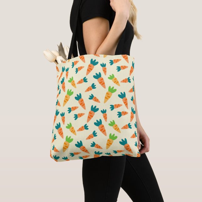 Cute Carrot Seamless Pattern Tote Bag (Close Up)