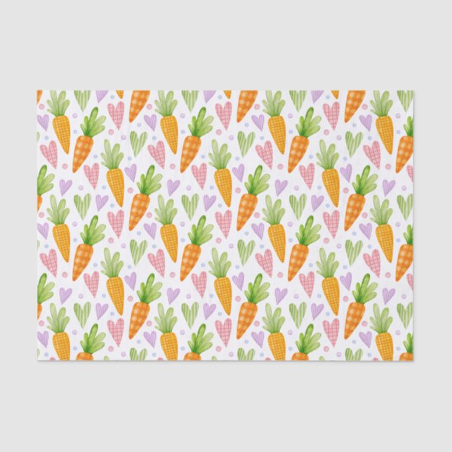 Cute Carrots and Hearts Tissue Paper (Front)