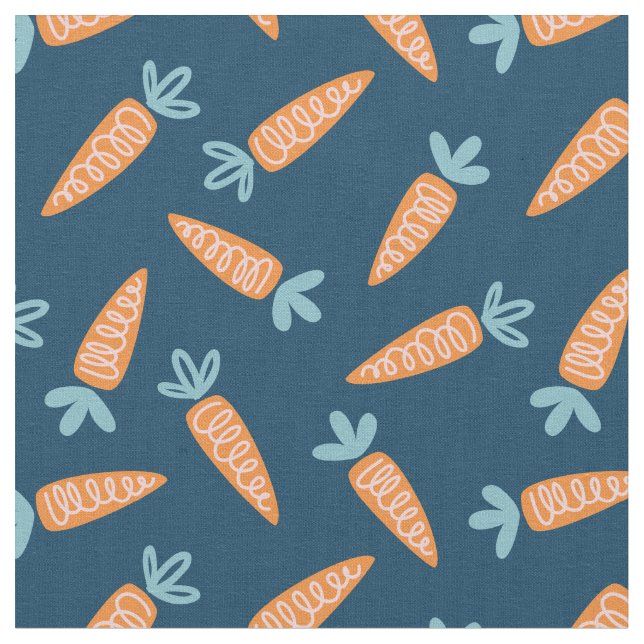 Cute Carrots on navy Fabric (Close Up)