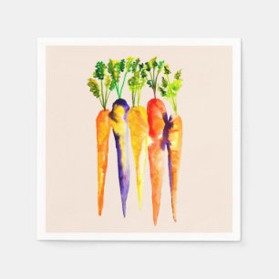 Cute carrots watercolor art napkin