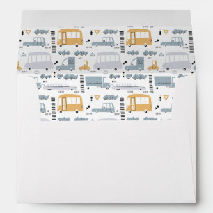 Cute Cars in Traffic Pattern Envelope