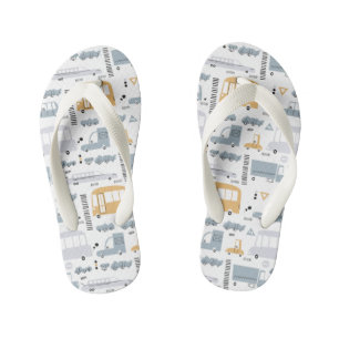 Cute Cars in Traffic Pattern Kid's Thongs