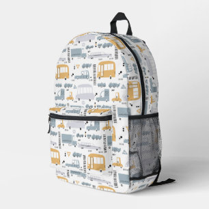 Cute Cars in Traffic Pattern Printed Backpack