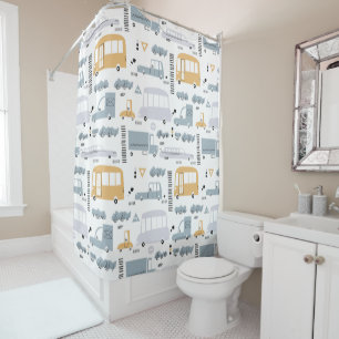 Cute Cars in Traffic Pattern Shower Curtain