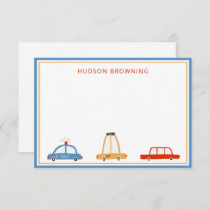 Cute Cars Personalised Note Cards