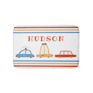 Cute Cars Personalized Bath Mat