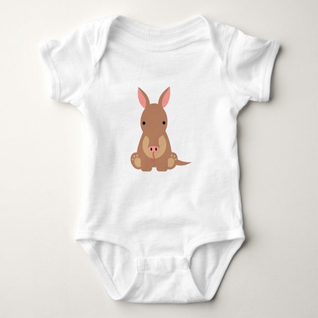 Cute Cartoon Aardvark Gift Baby Bodysuit (Front)