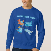 Cute Cartoon Aeroplanes Pattern Custom Name Blue