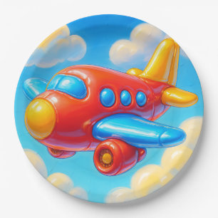 Cute Cartoon Airplane Paper Plate