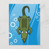 Cute Cartoon Alligator with Water Background