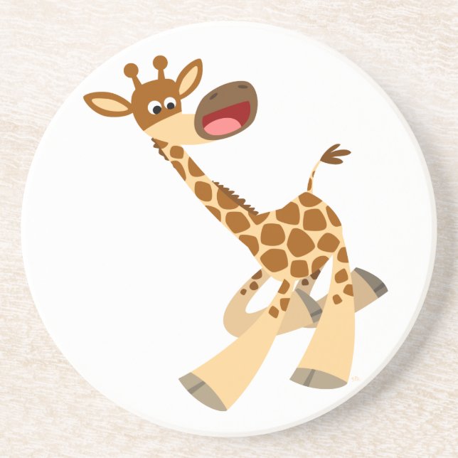 Cute Cartoon Ambling Giraffe Coaster (Front)