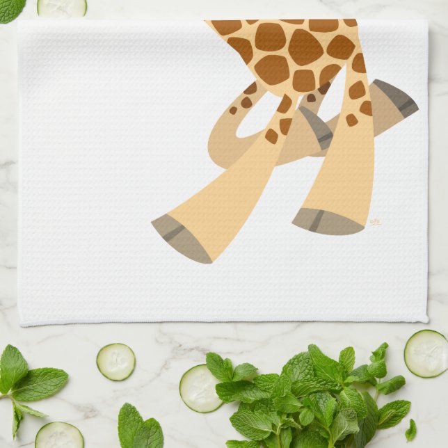 Cute Cartoon Ambling Giraffe Kitchen Towel (Folded)