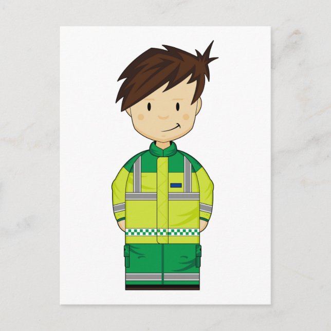 Cute Cartoon Ambulance EMT Postcard (Front)