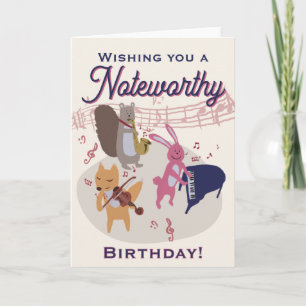 Cute Cartoon Animal Band Woodland Musical Birthday Card