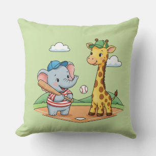 Cute Cartoon Animal Baseball Friends Design Cushion