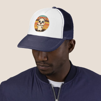 Cute Cartoon Animal in Retro Sunset Trucker Hat